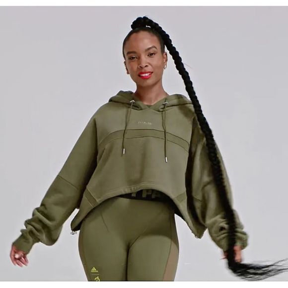 Tops - Adidas X Ivy Park X Peloton Cropped Hoodie Olive L Large SOLD OUT NWT